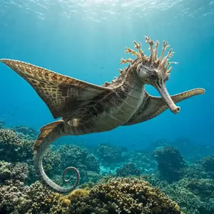 Manta ray + Seahorse